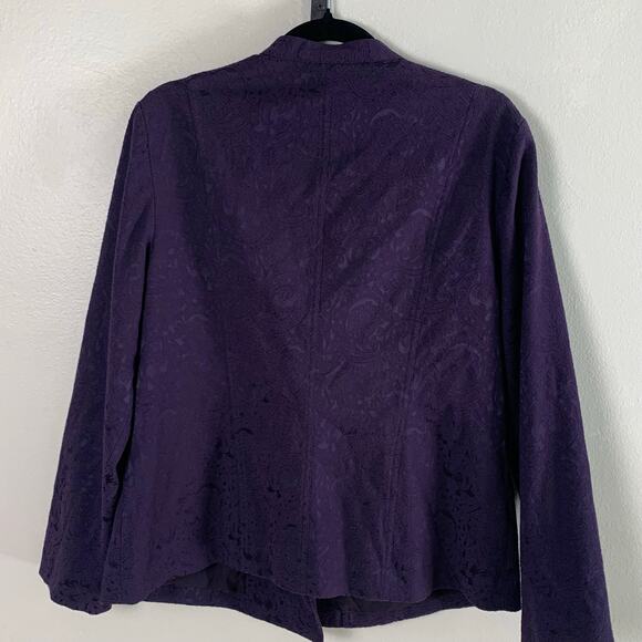 Chico's Size 2 US L Asymmetrical Zip Jacquard Jacket Eggplant Purple Lined - Picture 5 of 11